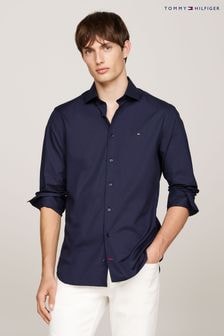 Tommy Hilfiger Blue Slim Flex Stretch Cotton Poplin Shirt (AM4966) | $129