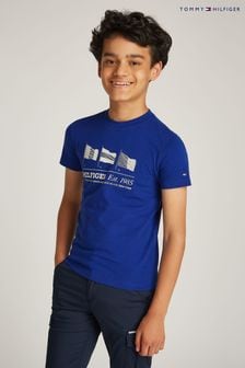 Tommy Hilfiger Blue Regular Fit 100% Cotton T-Shirt With Waving Flag (AM5087) | SGD 39