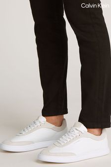 Calvin Klein White Cupsole Lace Up Suede Trainers (AM5549) | $223