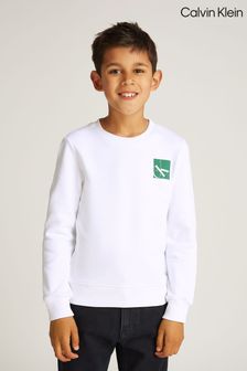 Calvin Klein White Relaxed Crew Neck 100% Cotton Sweatshirt (AM5561) | $111 - $129