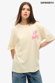 Superdry Cream Oversized Lo-fi Punk Graphic 100% Cotton T-Shirt (AM8236) | 190 zł