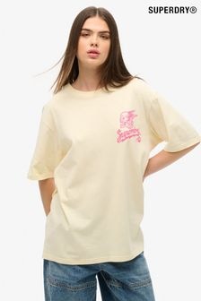 Superdry Cream Oversized Lo-fi Punk Graphic 100% Cotton T-Shirt (AM8236) | $51