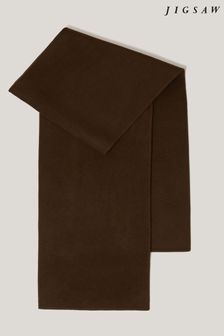 Jigsaw Natural Wool Double Faced Brown Scarf (AM8277) | $163