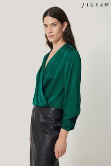 Jigsaw Satin Drape Wrap Top (AM8294) | ‏498 ‏₪