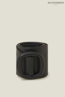 Accessorize Black Square Buckle Leather Waist Belt (AM8327) | $45