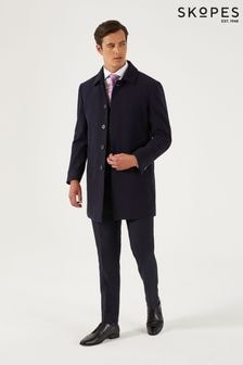 Skopes Navy Blue Tailored Fit Aldgate Overcoat (AM9378) | $341