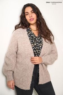 ONLY Curve Brown Cosy Open Knitted Cardigan (AM9853) | $77