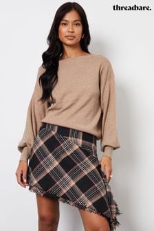 Threadbare Grey Check Asymmetric Ruffle Mini Skirt (AN1369) | $51