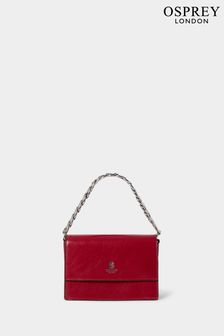 Osprey London Red The Chunky Chain Mini Leather Clutch (AN1582) | $310