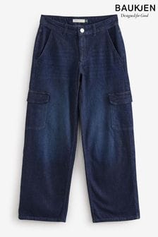 Baukjen Blue Organic Wide Leg Cargo Jeans (AN2102) | $204