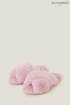 Accessorize Luxe Cross Strap Faux Fur Slippers (AN2322) | 125 zł