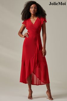 Jolie Moi Wrap Plain Midi Evening Dresses Next Luxembourg