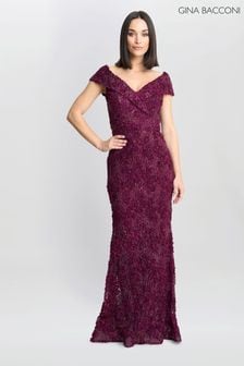 Gina Bacconi Red Brigette Off The Shoulder Lace Maxi Dress (AN6965) | $771