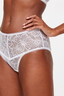 KBX White Alice Lace High Rise Brazilian Knickers (AN7314) | $21