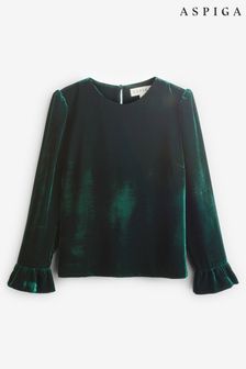 Aspiga Green Victoria Velvet Top (AN9123) | $197