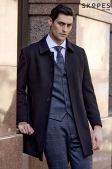 Skopes Black Tailored Fit Aldgate Overcoat (AN9495) | $341