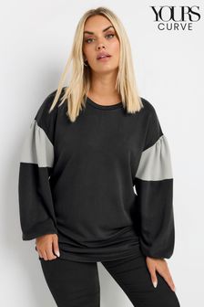 Yours Curve Black Colour Block Sleeve Sweatshirt (AP4010) | kr650