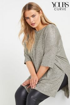 Yours Curve Grey Metallic Detail Top (AP4012) | $41