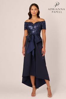 Adrianna Papell Blue Studio Sequin Taffeta Gown (AP4527) | $290