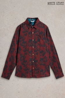 White Stuff Red 100% Organic Cotton Dark Floral Printed Shirt (AP7696) | $103