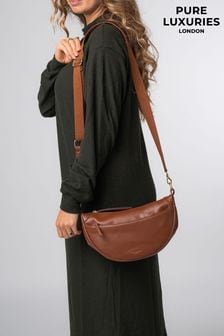 Pure Luxuries London 'Heidi' Leather Crescent Cross-Body Black Bag (AP7845) | $84