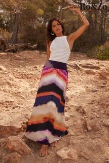 Ro&Zo Purple Chevron Stripe Print Skirt (AP9623) | $153