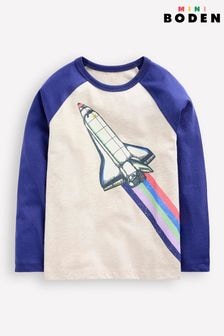 Boden Blue Rocket Glow In The Dark Raglan 100% Cotton T-Shirt (AR1340) | $33 - $36