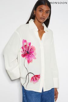 Monsoon Natural Fleur Embroidered Flower Shirt (AR1468) | $118