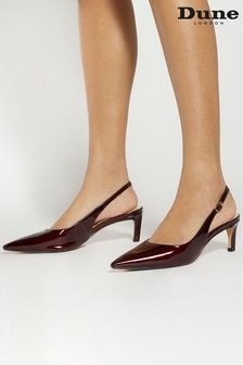 Dune London Red Celinna Set Back Kitten Slingback Heels (AR6012) | $154