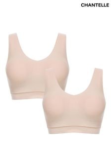 Chantelle Nude Soft Stretch Seamless V-Neck Padded Crop Tops  2 Pack (AR6895) | $146