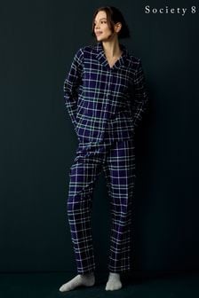 Society 8 Blue Ladies Flannel Christmas Pyjamas (AT1173) | $48