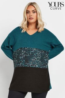 Yours Curve Blue Colourblock Jumper (AT1288) | €39