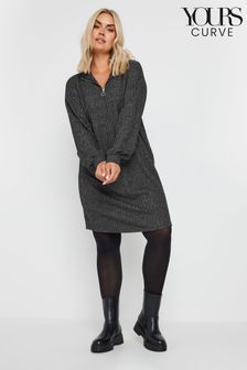 Yours Curve Grey Quarter Zip Tunic (AT1310) | €43