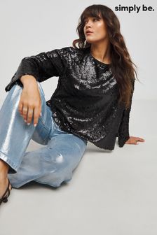 Simply Be Fluted Sleeve Sequin Top (AT1655) | €43