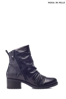 Czarny - Moda In Pelle Onika Rouched Leather Ankle Boots (AT1876) | 875 zł