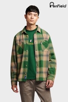 Penfield Green Mens Brushed Check 100% Cotton Overshirt (AT2261) | $171