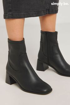 Simply Be Black Chrome Classic Block Heel Stretch Ankle Boots In Extra Wide Fit (AT2983) | $67