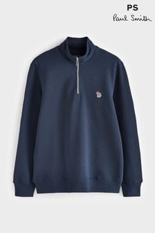 PS Paul Smith Logo Quarter Zip 100% Cotton Sweatshirt (AT3114) | $231