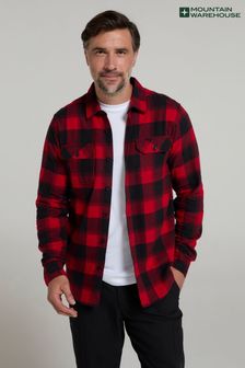 Mountain Warehouse Red Trace Mens Flannel Long Sleeve 100% Cotton Shirt (AT3562) | kr510