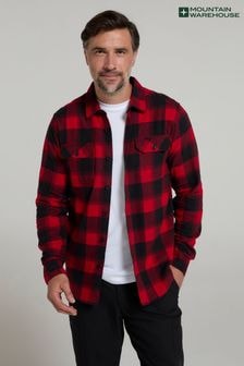 Mountain Warehouse Red Trace Mens Flannel Long Sleeve 100% Cotton Shirt (AT3562) | $41