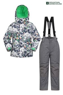 Серый - Mountain Warehouse Kids Fleece Lined Printed Ski Jacket And Trousers Set (AT3685) | €110