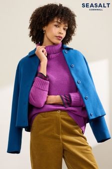 Seasalt Cornwall Purple Braque Lambswool Blend Roll Neck Jumper (AT4244) | $125