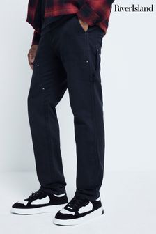 River Island Black Relaxed Carpenter Jeans (AT4617) | $82