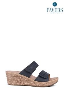 Pavers Blue Touch-Fasten Wedge Mule Sandals (AT5315) | $38