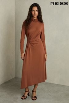 Camelowy - Reiss Casey Draped Jersey Midi Dress (AT5933) | 1185 zł