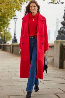 Sosandar Red Oversized Double Breasted Coat (AT6397) | €191