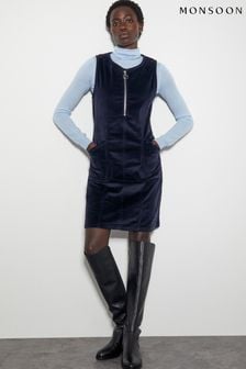 Blue pinafore dress womens clearance