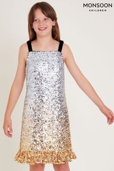 Monsoon Silver Savannah Sequin Ruffle Dress (AT7022) | $118 - $127