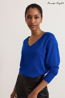 Phase Eight Blue Senita Fine Knit V-Neck Jumper (AT7545) | €115