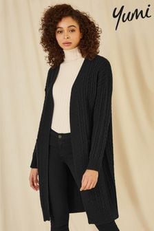 Cardigans Yumi Black Longline V Neck Knitwear Next Luxembourg